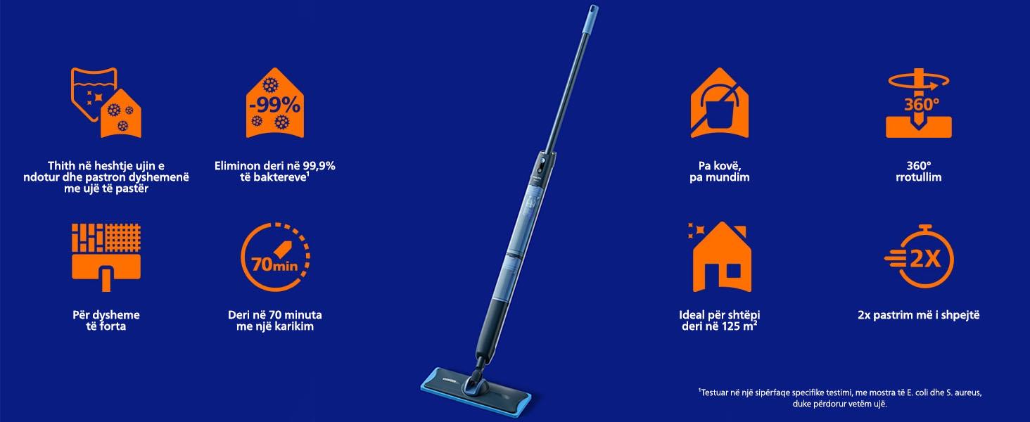 Philips OneUp карактеристики за чистење подови